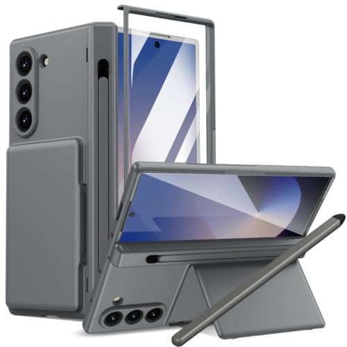 Coque Samsung Galaxy Z Fold 5 grise avec support et protège-écran