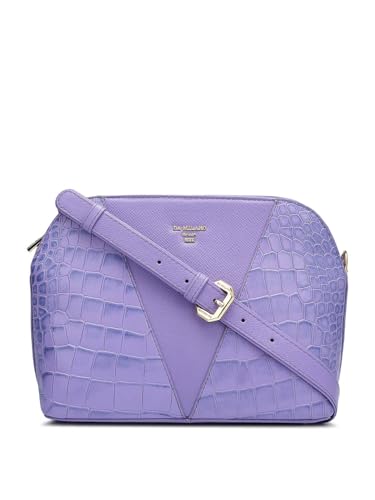 Image of Da Milano Women's Leather Sling Bag - Purple