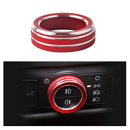 LECART for Ford Explorer Accessories 2023 2022 2021 2020 Red Headlight Switch Knob Covers Auto Interior Metal Sticker