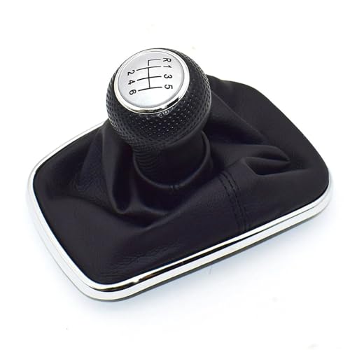 LOAghhh Car Gear Shift Knob for VW for Golf 4 IV MK4 for GTI R32 for Bora for Jetta 5 Speed Black Frame Gear Shift Knob Lever Gaiter Boot 1999-2004 23mm Car Shifter Knob(6 SpeedB)