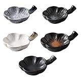 NUOBESTY Plato de Aperitivos Forma de Ciruela 5 Piezas de Cerámica Asa para Salsas y Condimentos en Fiestas y Hogar Diseño Duradero y Antideslizante Color Aleatorio