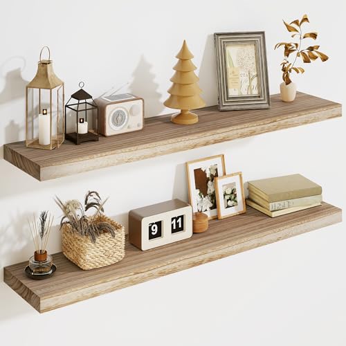 Solid Wood Floating Shelves for Wall 36"W x 8"D x 1.56"H Set of 2...