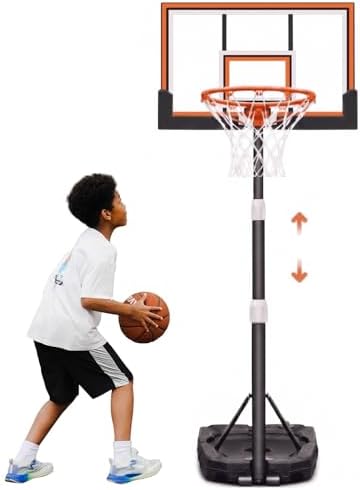 Seray Kids Basketball Hoop Outdoor [Patented 6s Safe-Adjust] 3.2-7.2FT, Indoor/Poolside/Mini Basketball Hoop for Kid/Toddler/Youth/Adult in Backyard/Driveway,Shatterproof Backboard and Enlarged Base