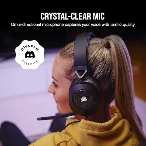 Image of Corsair HS65 Surround Wired Gaming On Ear Headset (Leatherette Memory Foam Ear Pads, Dolby Audio 7.1 Surround Sound on PC and Mac, SonarWorks SoundID Technology, Multi-Platform Compatibility) Carbon