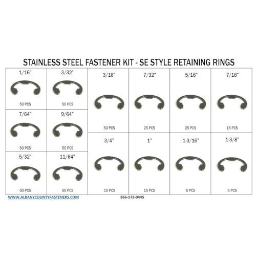 Stainless Steel SE Style External Snap Ring Kit - 456 Piece Kit