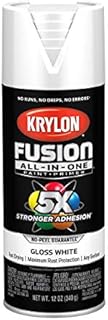 Krylon K02727007 Fusion All-In-One Spray Paint for Indoor/Outdoor Use, Gloss White,12 ounces