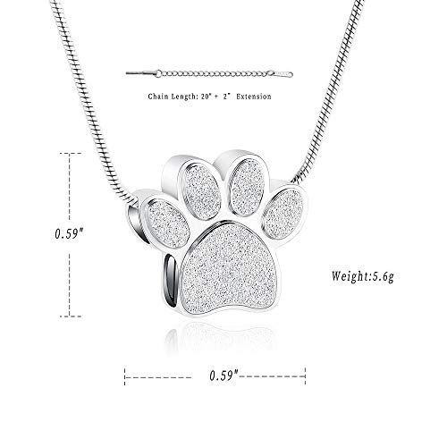 QGJNSGC Pet Paw Cremation Jewelry for Ashes Pendant Paw Print Urn Necklace Memorial Keepsake Jewelry for Pet/Dog's/Cat's Ashes - Image 2