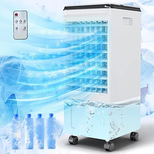 Portable Air Conditioner Evaporative Cooler, 3-IN-1 Fan Humidifier, 7H Timer&Remote Control, 40° Oscillating, 1.85 Gallon Water Tank Ice Box, Ultra-Quiet For Room Home Office School