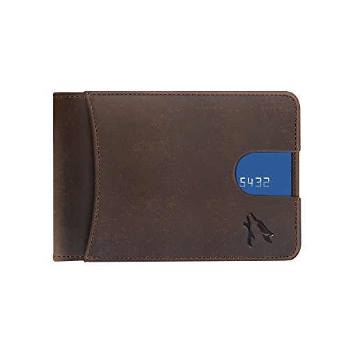 Men's Real Genuine Leather RFID Blocking Ultra Slim Bifold Money Clip Wallet with Dual External Pocket, Full Grain Leather Texas Brown