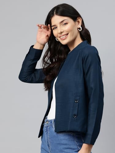 Image of Cottinfab Women Maroon Lightweight Open Front Casual Blazer