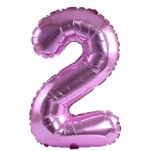 Image of YPSelected 32 Inch Large Foil Helium Number Balloon Birthday Wedding Party 0-9 (Pink, 2)