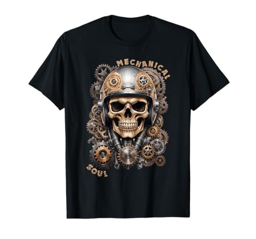 Motard tête de mort biker skull vintage moto custom rétro T-Shirt