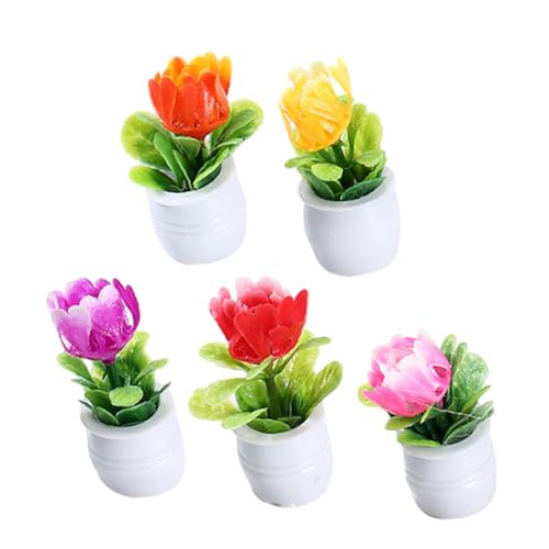 ORFOFE 5 Piezas Miniatura Planta Maceta Decorativa para Casa de Muñecas Accesorio Realista y Ligero para Bricolaje y Micro Decoración