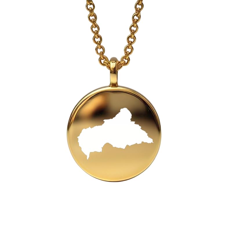 Pendentif carte de la République centrafricaine en argent sterling plaqué or 14 carats, forme ronde de 24 mm et épaisseur de 1,5 mm, breloque Terre, bijou de voyage délicat | aventure | LKB_MAP_660