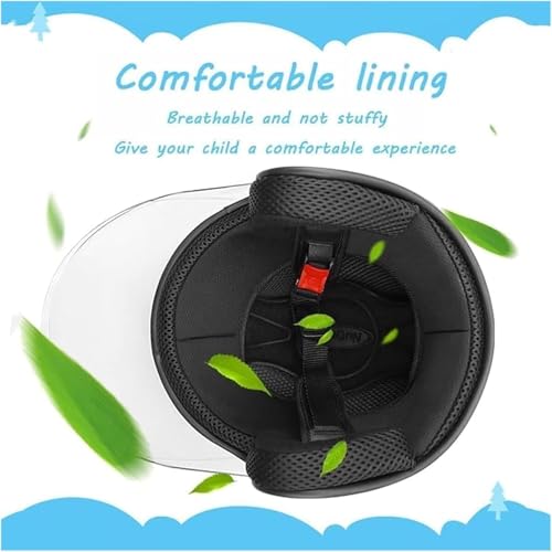 Kinder Fahrradhelm, Kinder motorradhelm,Jungen Mädchen Warmer Winddichter Motorradhelm, Skateboardhelme Fahrrad Laufrad Scooter Mädchen Jungen Kinder für Kopfumfang 51–56 cm(Schwarz)