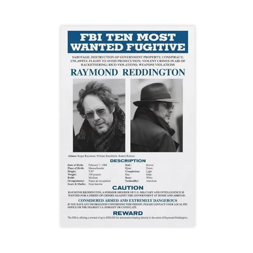 ODMNDKL Print Painting Raymond Reddington Wanted Movie Aesthetic Wall Art Prints Poster Canvas - Modern Home Decor for Bedroom, Office, Living Room Unframe-style 12x18inch(30x45cm)