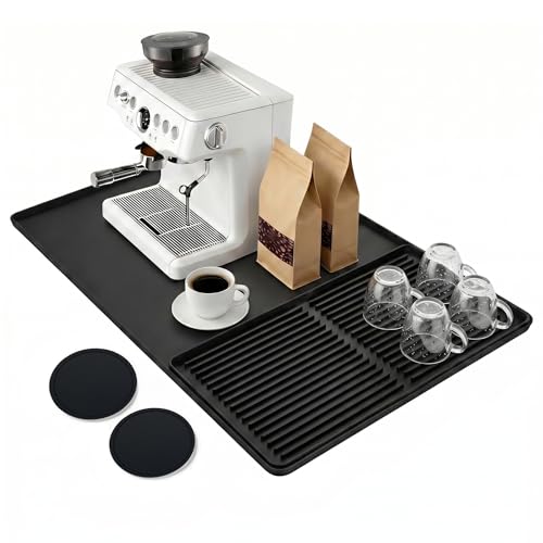 Mrcrypos Silicone Coffee & Espresso Bar Mat, 24"x16" Large 4-in-1, Black by Mrcrypos - Used condition - US$17.74