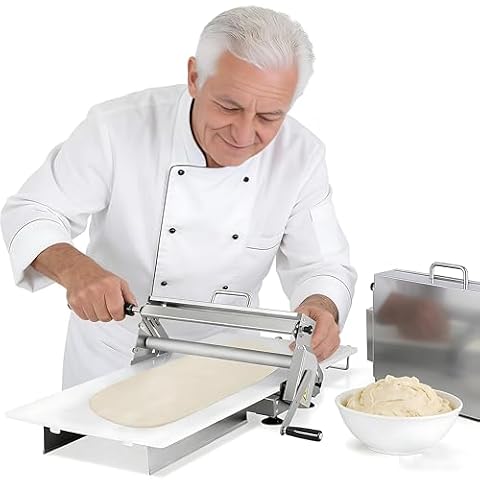 SkłAdana WałKarka do Ciasta z PłYtą do WałKowania, RęCzna Maszyna do WałKowania Ciasta ze Stali Nierdzewnej, Regulowana Grubość WałKarki do Ciasta na Pizzę i Ciasto Francuskie 300-Type