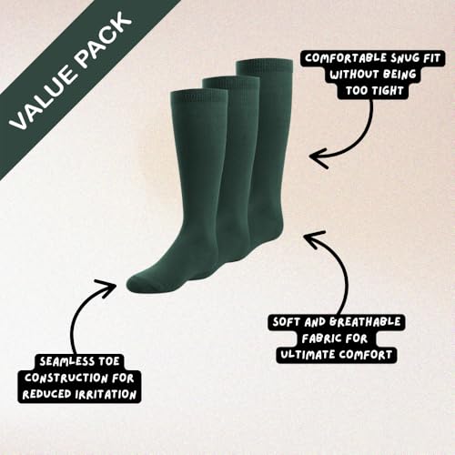 Girls Knee Socks Premium Cotton Blend Perfect for School Uniforms & Special Occasions Variety of Colors (3-Pack)2