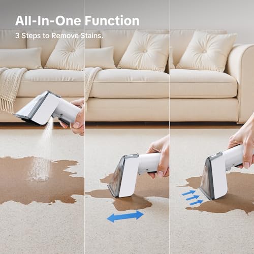 Image of Couch Cleaner Machine -600W Motor 20Kpa Suction Upholstery Cleaner Machine, Portable Carpet Cleaner with Self-Cleaning for Pet Stain, Couch, Car, Stair, and Area Rug (White)