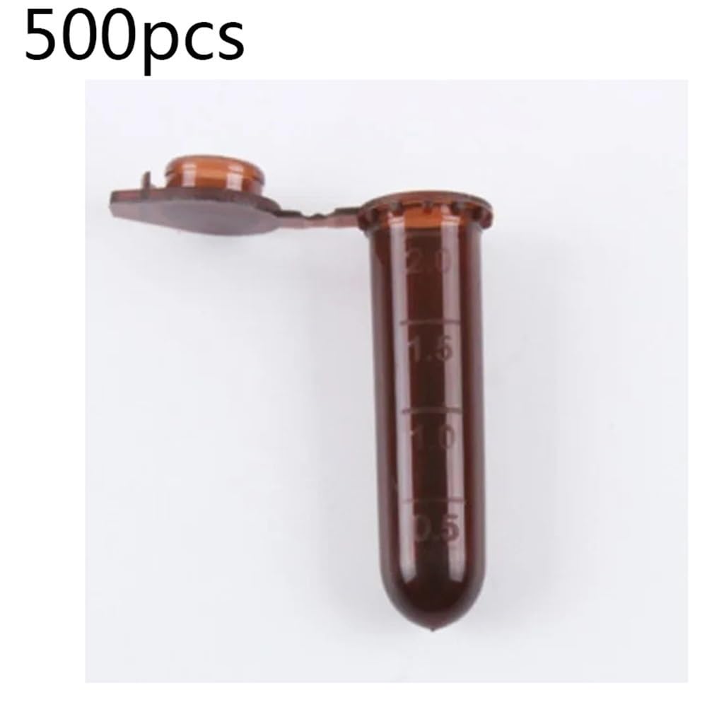 Vetreria da laboratorio Provetta da centrifuga in plastica marrone da 0,5/1,5/2/5/10/15 ml, contenitore for campioni da laboratorio con tappo(2ml 500pcs)