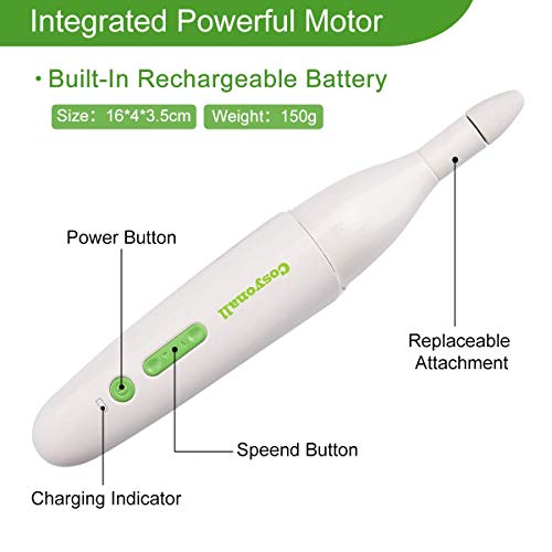 Elektrisch Nagelfräser, COSYONALL Elektrische Nagelfeile Set mit 7 Schleifern, 600mAh Lithium-Ionen Akku Maniküre… – Bild 3
