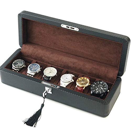 Preisvergleich Produktbild DLYDSSZZ Uhrenbox, einlagig, 6 Fächer, Tischpositionen, Uhren-Aufbewahrungsbox, Haushalt, multifunktional, Schmuckschatulle, Geschenk-Uhrenboxen (Farbe: B, Größe: 34,512,510 cm)