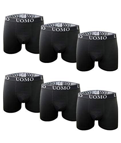 Channo Boxers de Algodón Básicos Ajustados de Color Negro,