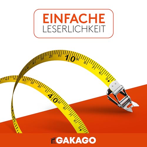 Gakago Bandmaß 100m - 3-fach übersetztes Rollmaßband mit klappbarem Hebel - Ergonomischer & rutschfester Maßband Haltegriff - Masbandrolle mit Messpunkt-Markierspitze und flexiblen Messhaken