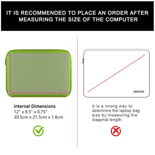 Arvok 11 11.6 12 Inch Laptop Sleeve Multi-Color & Size Choices Case/Water-Resistant Neoprene Notebook Computer Pocket Tablet Briefcase Carrying Bag/Pouch Skin Cover For Hp/Dell/Lenovo/Asus/Acer #TOP5