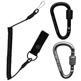 Gearkeeper Spiralband, Sicherungsseil Mit 2 D-Ringen, Tactical Ausrüstung Für Feuerwehr Und Polizei, 1.6 Meter Dehnbare Länge, Schwarz Und Gunmetal
