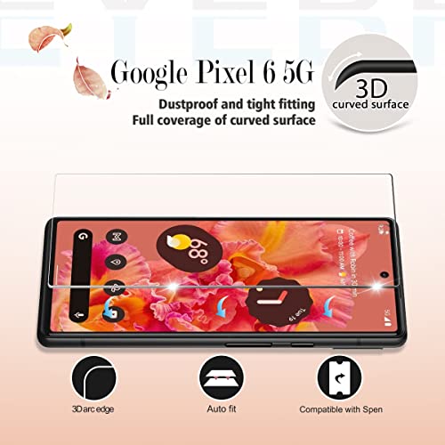 Yeyebf Google Pixel 6 5G Screen Protector + Camera Lens Protectors, [2+2 Pack] Full Coverage Tempered Glass Screen Protector For Pixel 6 [Case-Friendly][Anti-Shatter][3D Glass] #TOP2