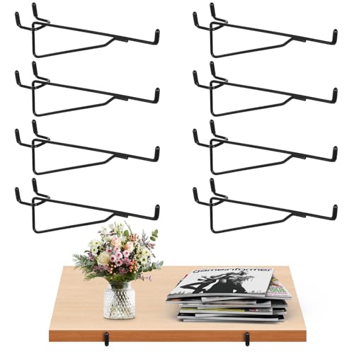 10 Pcs 8 Inch Pegboard Shelf Hooks, 1/4 Inch Black