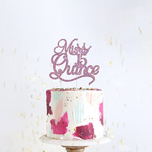 Dalaber Mis Quince 15 Cake Topper, Happy 15Th Birthday Party Supplies, Hello 15, Cheers To 15 Years Old Birhtday Party Decorations, Annniversary Party Cake Decor - Purple #TOP3