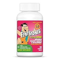 Flintstones Vitamins Chewable Kids Multivitamin with + Extra Iron for Toddler & Kid with Vitamin C, D, Vitamin B12, 160 Count (Packaging Will Vary)