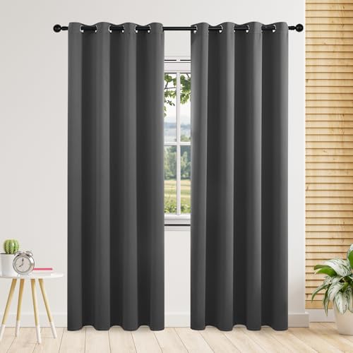 Lot de 2 rideaux longs occultants à isolation thermique pour chambre à coucher, doublure double...