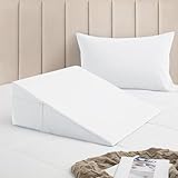 Horbaunal White Bed Wedge Pillow Cover with Zipper Design, Wedge Pillowcase Protector with Side Pocket for Storage, 24" L x 24" W x 12" H(Pillow Not Include) - Image 2