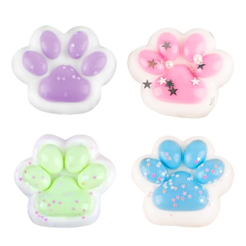 AYNKH 4PCS Cat Paws Taba Squishy, Jouets Squishies, Fufu Squishy Stress Relief, Sweet Soft Cat Paws, Cadeaux pour Enfants et Adultes, Cat Paws Squishies Toys,Noël,Halloween