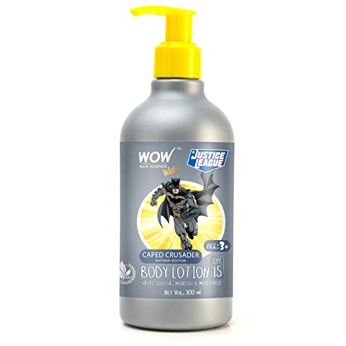 Image of WOW Skin Science Kids Body Lotion - SPF 15 - Caped Crusader Batman Edition - No Parabens, Color, Mineral Oil, Silicones & PEG, 300 ml