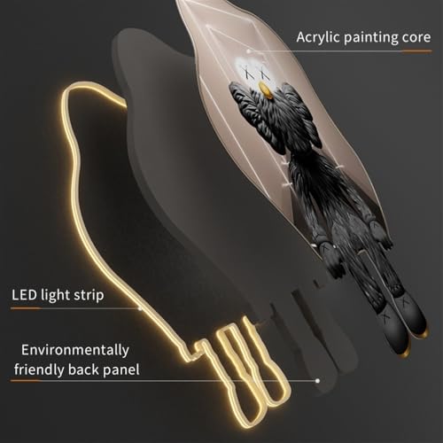 3D Wandkunst Dekor mit LED-Beleuchtung, großes hängendes Gemälde für Wohnzimmer, Schlafzimmer, Küche, Steckernetzteil