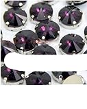 100 nuevo y de alta calidad. Diamantes de imitaci¨®n de cristal de forma satelital/redonda con garra coser en piedra de cristal strass diamante base de metal hebilla para ropa-p¨²rpura, 12 mm 20 piezas