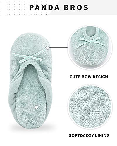 Image of Panda Bros 2 Pairs Women's Ballerina House Slippers, Anti-Skid Comfy Warm Ballet Style Slippers