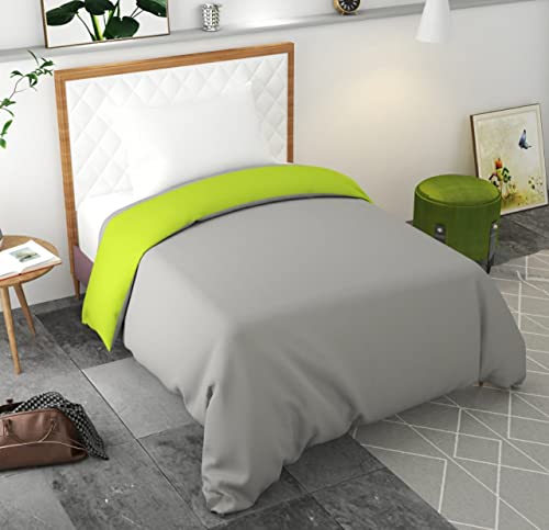 Image of Reversible Plain Glace Cotton Single Bed Quilt Cover /Duvet Cover /Rajai Cover /Blanket Cover with Zipper (60X90 Inches) (Green, Single)