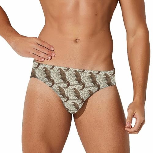 Brown Pangolin Men's Swim Briefs Low Waist Bikini Swimsuit Underwear Beach Swimwear