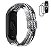 Nylon Sangle de rechange pour Xiaomi Mi Band 6/5, Tressée Élastiques Bracelet de rechange pour Xiaomi Mi Smart Band 6/Mi Band 5 et 2 pièces Protection d'écran, Noir
