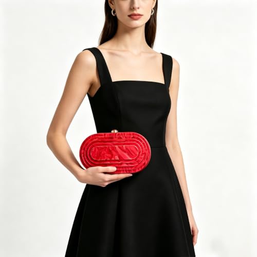 Image of Acrylic Bubble Bag Luxury Marble Clutch Evening Purses for Women Glitter Handbag for Wedding Party Prom
