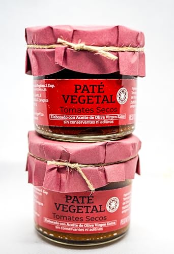 PACK 2 UNIDADES Paté Vegetal de Tomates Secos 100% VEGANO Con Aceite de Oliva Virgen Extra Sin Conservantes ni Aditivos.