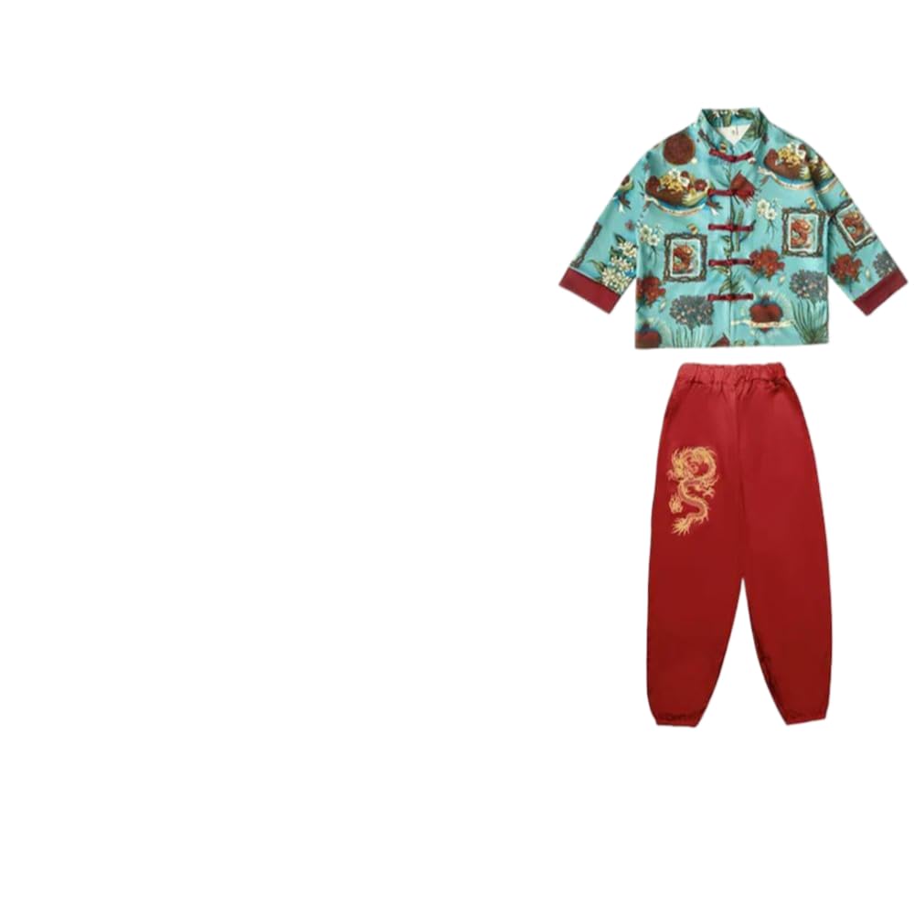 ZBDP czerwone ubrania z nadrukiem starożytny kostium Tang dziewczyna Hanfu Cheongsam dla dziecka chłopca tradycyjna odzież