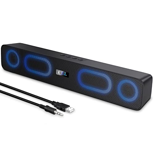 VOTNTUT Computer Speakers,Wired USB Desktop Speaker,Stereo USB Powered Mini Sound Bar Speaker for PC Tablets Desktop Laptop MP3 Mac Air/Pro((USB-C to USB Adapter Included) (RGB)