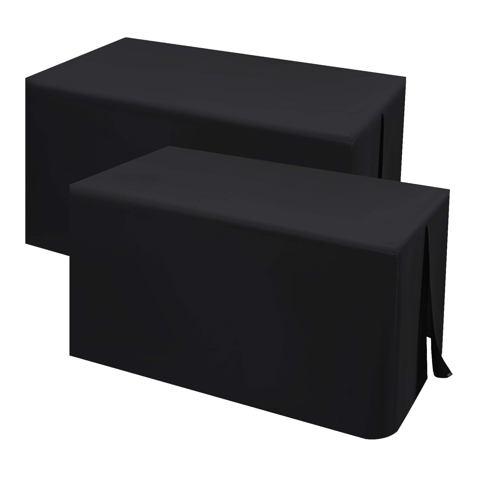 Teruntrue Black Fitted Table Cover for 6 Foot Tables, 2 Pack Rectangle Folding Table Cover 6ft Fitted Tablecloth Trade Show Table Cover for Craft Show, Display, Parties, Events (72 x 30 Inch)